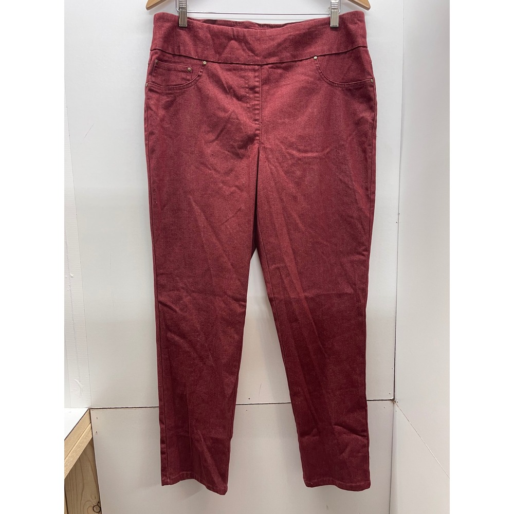 Ruby Rd Womens Burgundy Red Pull On Pants Stretch Straight Leg Size 14 NWT